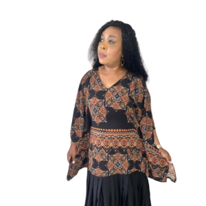 Pattern / Plain Crepe Chiffon Caftan Dress